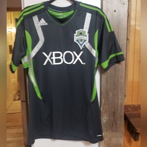 Adidas Soccer Jersey Men Med Long Black/green Xbox Promo Like New Clima Cool